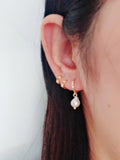 Sterling Silver Pearl Earrings Plated Hoop for Women