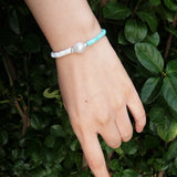 Turquoise Howlite Baroque Pearl 925 Sterling Silver Boho Bracelet