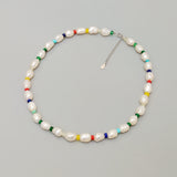 Gemstone Baroque Pearl Choker Necklace 925 Sterling Silver