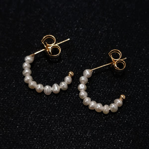 Boho Pearl Hoop Earrings 925 Silver 14K Filled No Fade 2mm Beads