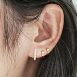 Boho Pearl Hoop Earrings 925 Silver 14K Filled No Fade 2mm Beads