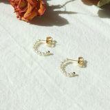 Boho Pearl Hoop Earrings 925 Silver 14K Filled No Fade 2mm Beads