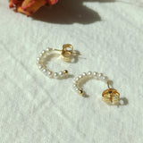 Boho Pearl Hoop Earrings 925 Silver 14K Filled No Fade 2mm Beads