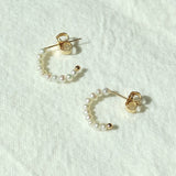 Boho Pearl Hoop Earrings 925 Silver 14K Filled No Fade 2mm Beads