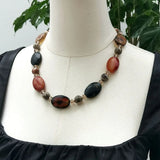 Brown Agate Smoky Quartz Pyrite Necklace Jewelry