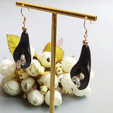 Calla Lily Goldstand Stone Pearl Drop Earrings