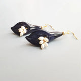 Calla Lily Goldstand Stone Pearl Drop Earrings