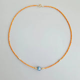 Cat's Eye Kyanite Orange Zircon 925 Sterling Silver Necklace