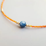 Cat's Eye Kyanite Orange Zircon 925 Sterling Silver Necklace