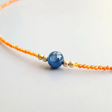 Cat's Eye Kyanite Orange Zircon 925 Sterling Silver Necklace
