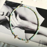 Amazonite Collar Necklace with Moon Charm