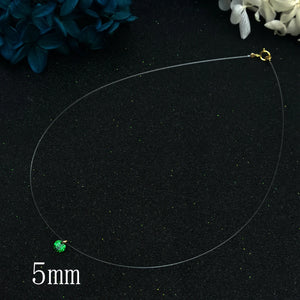 Green Zircon Choker Necklace 14K Filled Fishing Line Women Jewelry