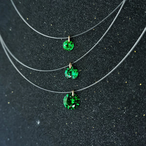 Green Zircon Choker Necklace 14K Filled Fishing Line Women Jewelry