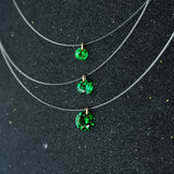 Green Zircon Choker Necklace 14K Filled Fishing Line Women Jewelry