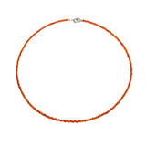 Carnelian Beads Choker Necklace 925 Sterling Silver
