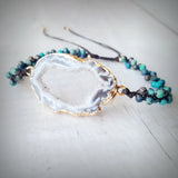 Chrysocolla Drusy Druzy Crystal Agate Rope Bracelet
