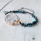 Chrysocolla Drusy Druzy Crystal Agate Rope Bracelet