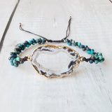 Chrysocolla Drusy Druzy Crystal Agate Rope Bracelet
