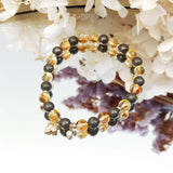 Citrine Pyrite Stone 6mm Bracelet 14K Filled Boho Jewelry