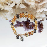 Citrine Pyrite Stone 6mm Bracelet 14K Filled Boho Jewelry