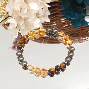 Citrine Pyrite Tiger Eye 8mm Bracelet for Men 19.5-20cm