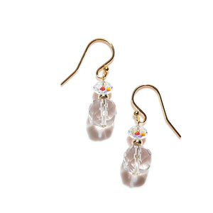 Clear Quartz Austrian Crystal 14K Filled Earrings Jewelry Gift