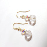 Clear Quartz Austrian Crystal 14K Filled Earrings Jewelry Gift