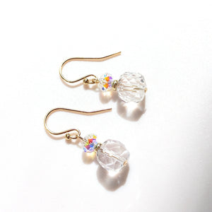 Clear Quartz Austrian Crystal 14K Filled Earrings Jewelry Gift
