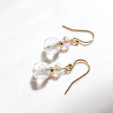 Clear Quartz Austrian Crystal 14K Filled Earrings Jewelry Gift