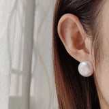 Coin Shape Freshwater Pearl 925 Sterling Silver Stud Earrings