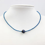 Tiger's Eye & Blue Hematite 925 Silver Clasp Choker Necklace