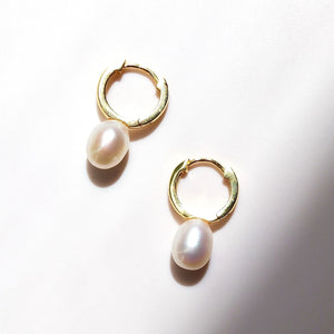 Freshwater Pearl 925 Silver Plated Hoop Earrings Jewelry
