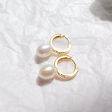 Freshwater Pearl 925 Silver Plated Hoop Earrings Jewelry