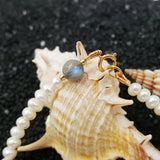 Freshwater Pearl Aurora Labradorite 6mm Bracelet 925 Sterling Silver Plated
