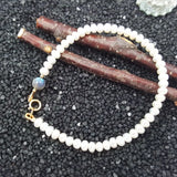 Freshwater Pearl Aurora Labradorite 6mm Bracelet 925 Sterling Silver Plated