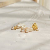 Freshwater Pearl Cross Shape Silver Stud Earrings For Women