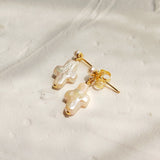 Freshwater Pearl Cross Shape Silver Stud Earrings For Women