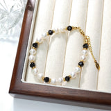 Freshwater Pearl With Spinel Bracelet 17+3cm