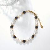 Freshwater Pearl With Spinel Bracelet 17+3cm