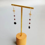 Agate Garnet Zircon Snowflake Drop Earrings