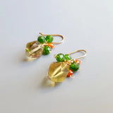 Lemon Quartz Diopside Zircon Earrings 925 Sterling Silver Drop Earrings