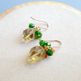 Lemon Quartz Diopside Zircon Earrings 925 Sterling Silver Drop Earrings