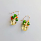 Lemon Quartz Diopside Zircon Earrings 925 Sterling Silver Drop Earrings
