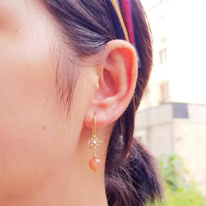 Sunstone Zircon Snowflake 925 Silver Earrings for Women