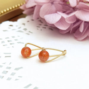 Golden Strawberry Quartz 14K Filled Geometric Earrings