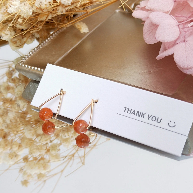 Golden Strawberry Quartz 14K Filled Geometric Earrings