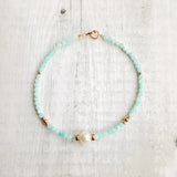 High Luster Pearl Amazonite 925 Silver Clasp Jewelry