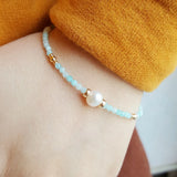 High Luster Pearl Amazonite 925 Silver Clasp Jewelry
