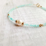 High Luster Pearl Amazonite 925 Silver Clasp Jewelry