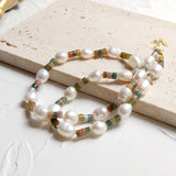 Irregular Pearl Agate 925 Silver Necklace 40+4cm Women
